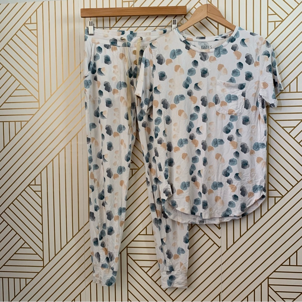 Lates by Kate Modal blend Water color Polka dot Abstract Pajama Jogger Tee Set S